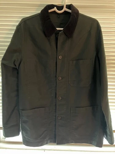 MUJI Kapok Blend Corduroy Work Jacket Dark Green Medium - product listing photo