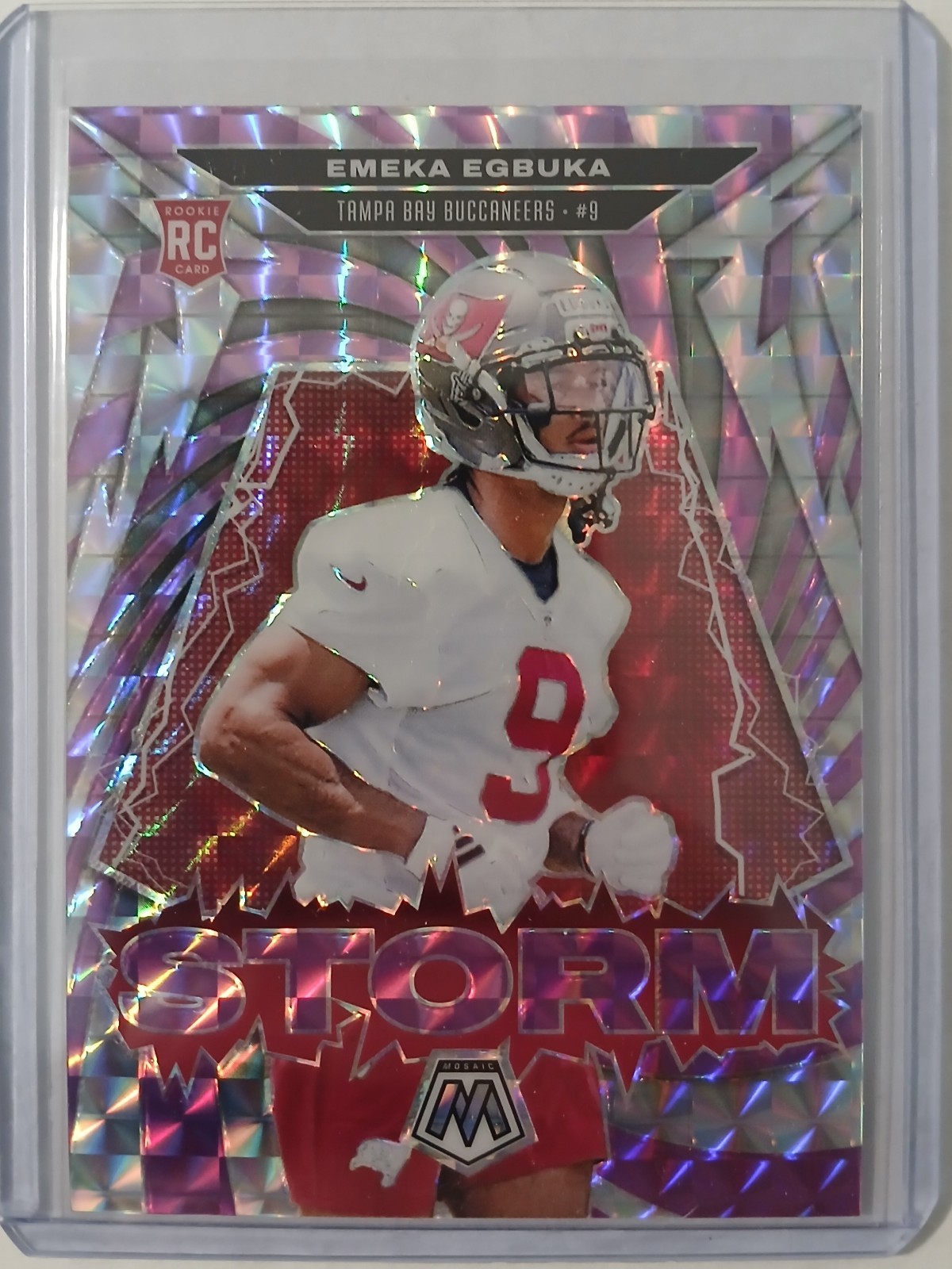 2025 Mosaic Emeka Egbuka /49 Rookie Purple Prizm Storm RC #5 45/49 TB Buccaneers