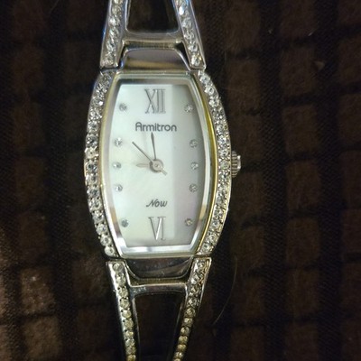 Armitron Now Women's Quartz Tonneau Silver Stainless Bracelet White Dial 30m