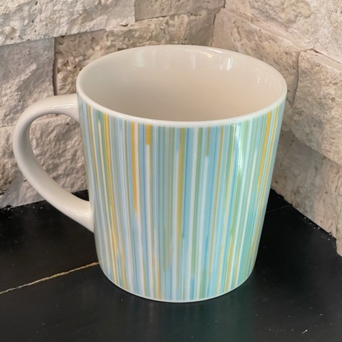 Taza de café Starbucks 2005 taza pasteles azul amarillo gris rayas verticales - Imagen 2 de 4