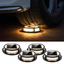 4 Pack Solar Driveway Lights, 12 LEDs IP67 Waterproof Outdoor Solar Dock Driv...