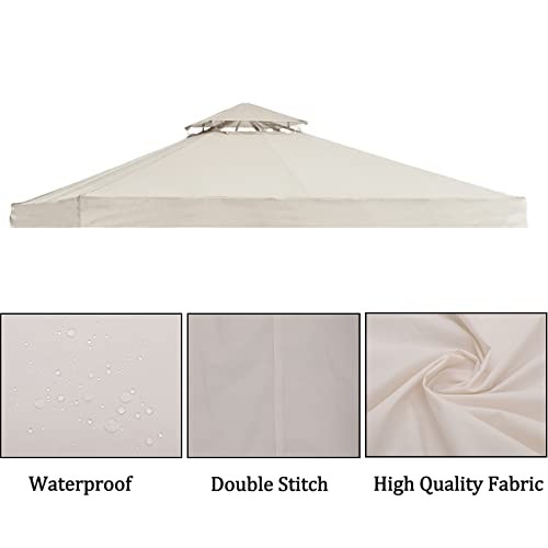 Gazebo Replacement Top 10x10 FT, Gazebo Canopy Replacement Fit:10X10 FT Beige - Picture 3 of 7