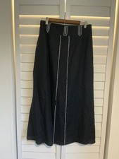 Willi Smith 100 Linen Maxi Skirt Raw Hem Black Boho Cottage Resort 6