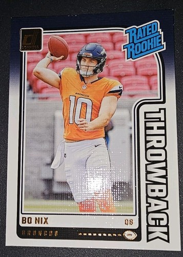 2024 Panini Donruss Rated Rookies Throwbacks Bo Nix #46 RC Broncos