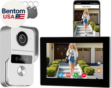 2 Wired Video Intercom System, 7 Inches Video Doorbell Camera with Monitor, Wire