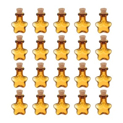 20 Pcs Small Star Mini Glass Bottles Jars with Cork Stopper, Champagne