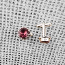 Purple 925 Silver Rhodolite Gemstone Cufflinks for Men