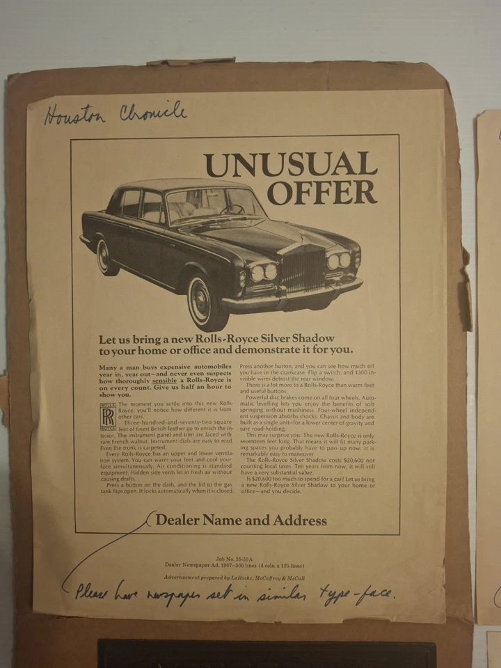 劳斯莱斯广告套件带银影板 * 罕见 * 签名 — 第 3/4 张图片