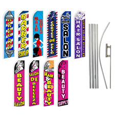 Beauty Hair Cut Barber Shop Variations Swooper Advertising Banner Flag Pole Kits