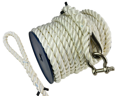 10 mm Weiß Polyester Anker Festmacher Yacht Seil C/W 6'' Weiche Öse Edelstahl Fingerhut