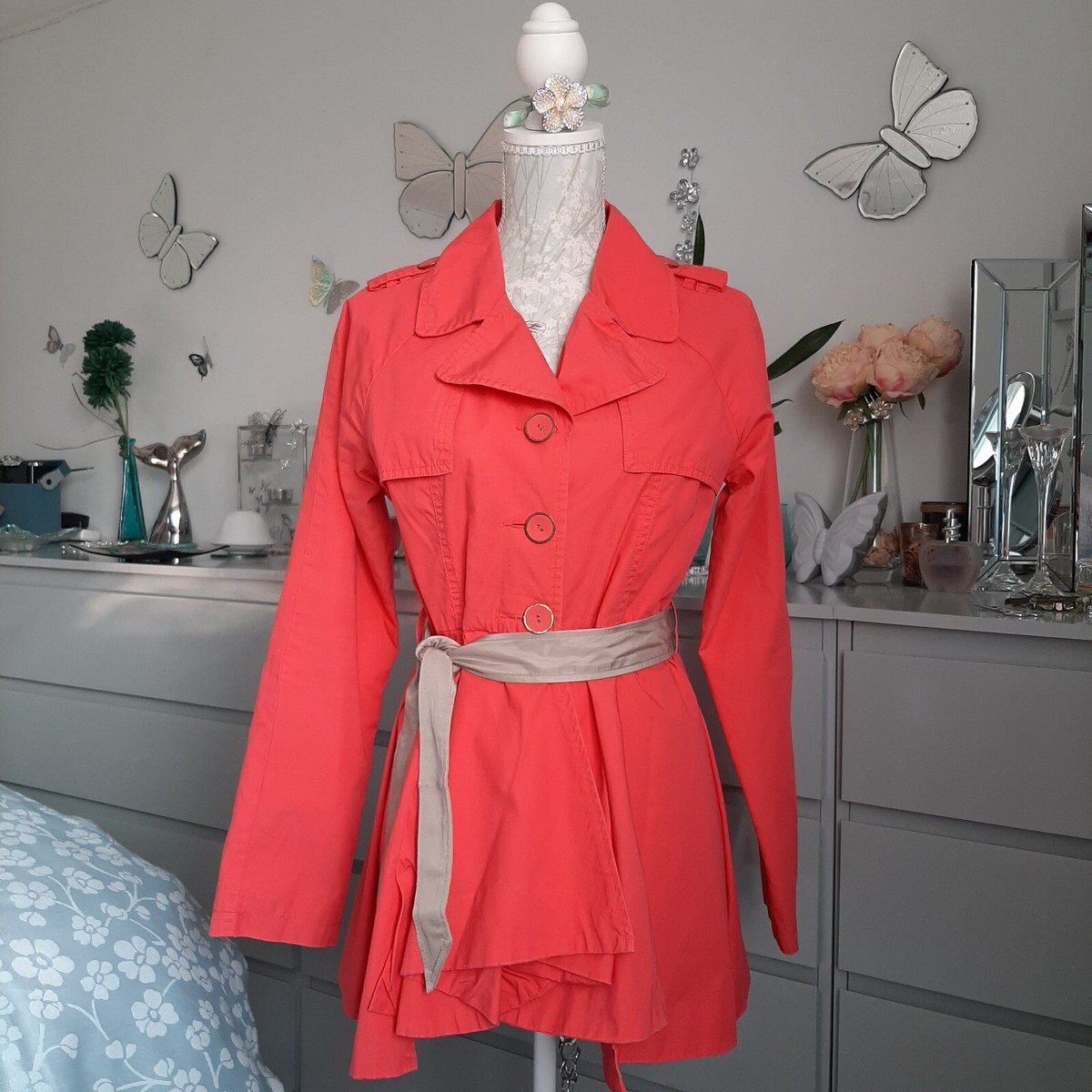 Red Herring Debenhams Ladies Jacket 12/40 Cotton Mac Coat Top
