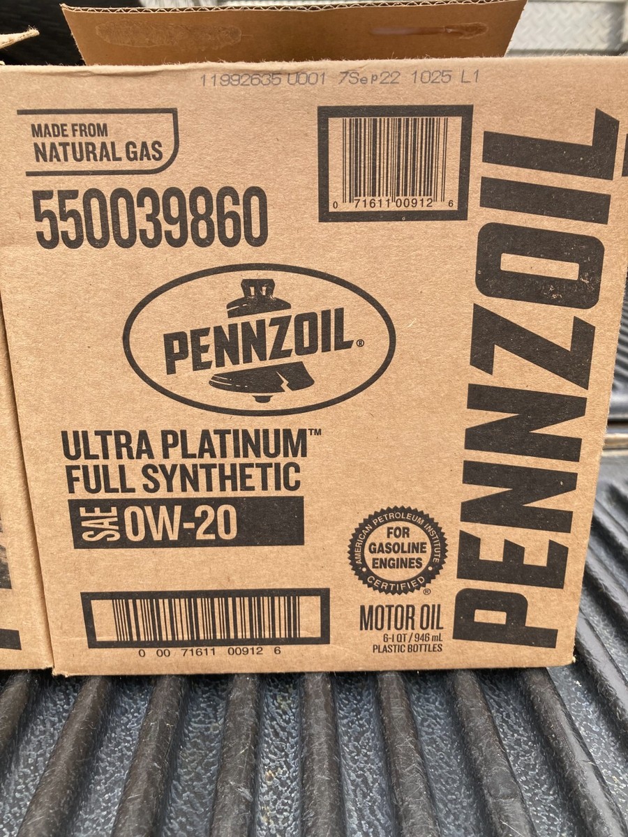 Pennzoil Ultra Platinum Full Synthetic 0W-20 Motor Oil 1qt | 6