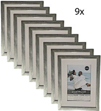 Set of 9 Photo Frames, Glass with Wall mount - 4x6 Frames ,Silver