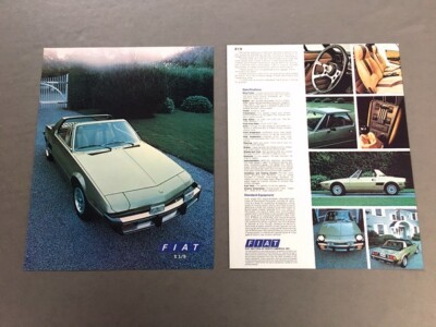1978 Fiat X19 X1/9 Original 1-page Car Brochure Collectors Card - Bertone