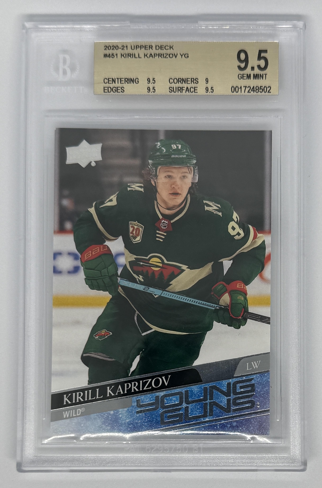 2020 Upper Deck #451 Kirill Kaprizov Young Guns RC BGS 9.5