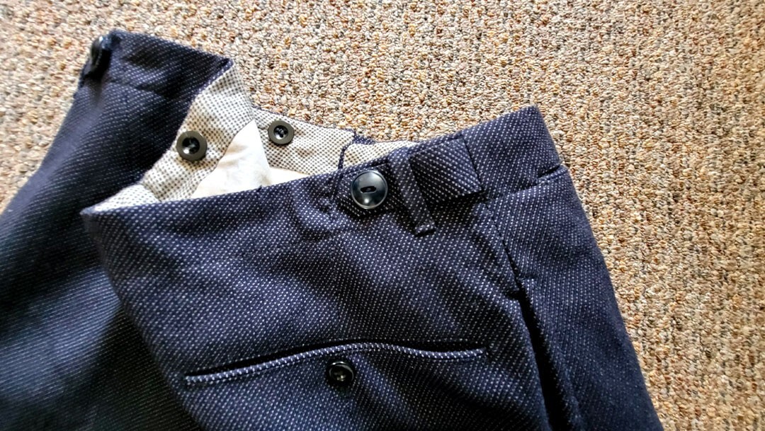 1930's German Button Fly Wool Pants. Salt & Pepper. Amazing Fabric