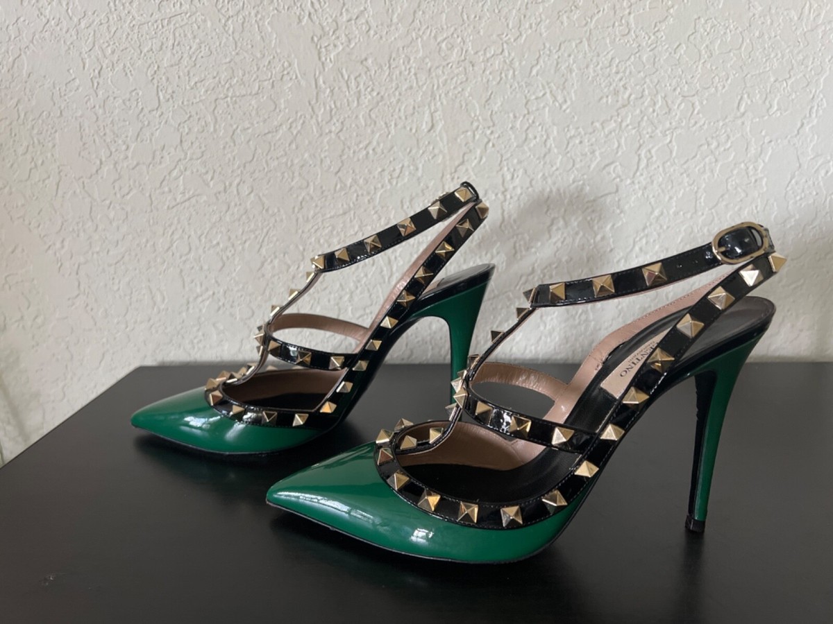 VALENTINO Garavani Rockstud PUMP Green Patent Leather Heels
