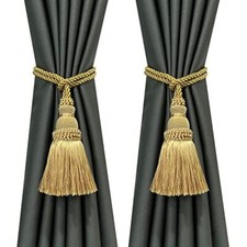 2 Pack Curtain Tie Backs Rope Tassels for Curtains Drape tiebacks 2p Gold