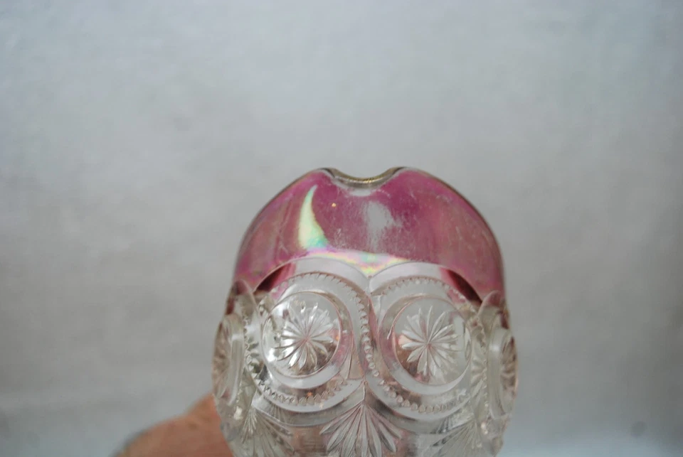 GREAT VICTORIAN US GLASS STAR IN BULL'S EYE RUBY STAINED EAPG CREAMER 1905 - Image 3 of 4