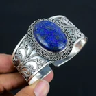 Lapis Lazuli Gemstone Handmade 925 Sterling Silver Bangle Adjustable