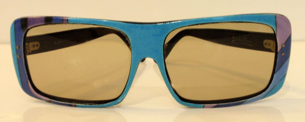 EMILIO PUCCI 1960s Aqua Signature Print Sunglasses | eBay display picture 2