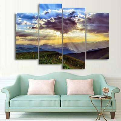 Cloudy Sky Sunset 4 Piece Canvas Wall Art Images Pictures Of Sunsets Wallpaper M