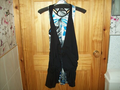 LAYERS PARIS BLACK/BLUE MULTI DETAILED DRESS SPORTS BACK SIZE 8-12 APPROX |  eBay UK