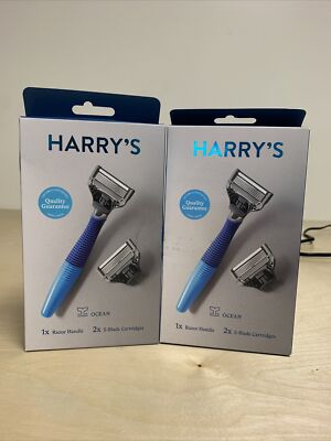 NEW! 2X! Harry's Razor 2 Ct 5-Blade Cartridges Navy Blue Ocean | eBay