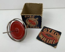 Gyro Whirl Metal Top Toy Red Langson LMCO Chicago IL No. 46 W/ Box
