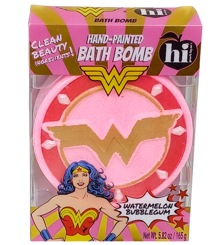 Hi Peach Layne Wonder Woman Hand Painted Watermelon Bubblegum Bath Bomb 5.82 oz