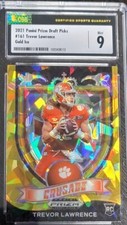 🔥 2021 Paini Prizm Draft Picks Trevor Lawrence RC #161 Gold Ice CSG🔥 Rated 9🔥