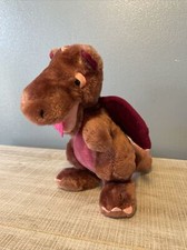 Vintage 1983 Dakin Red Dragon Plush Burgundy 9" Stuffed Animal