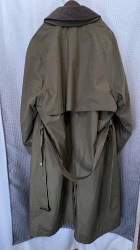 LONDON FOG Mens 40R Trench Coat Khaki Rain Lined Double Breasted Leather Collar - Picture 16 of 20