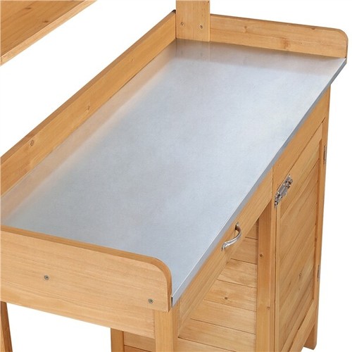 Garden Potting Bench Table Outdoor Work Bench w/Cabinet Drawer Open Shelf Wooden - Picture 7 of 11