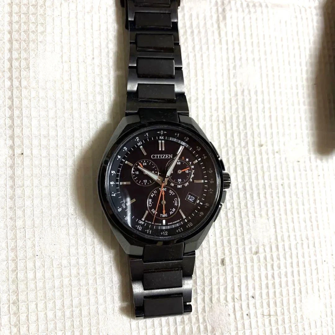 Citizen Attesa CB5045-60E Eco-Drive Day Date Black Titanium Quartz
