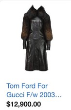 Tom Ford For Gucci 100% Authentic Brown Leather Coat With Fur Rare Runway Piece