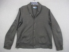 Polo Ralph Lauren Large Heather Gray Shawl Collar Fisherman Cardigan Sweater RRL