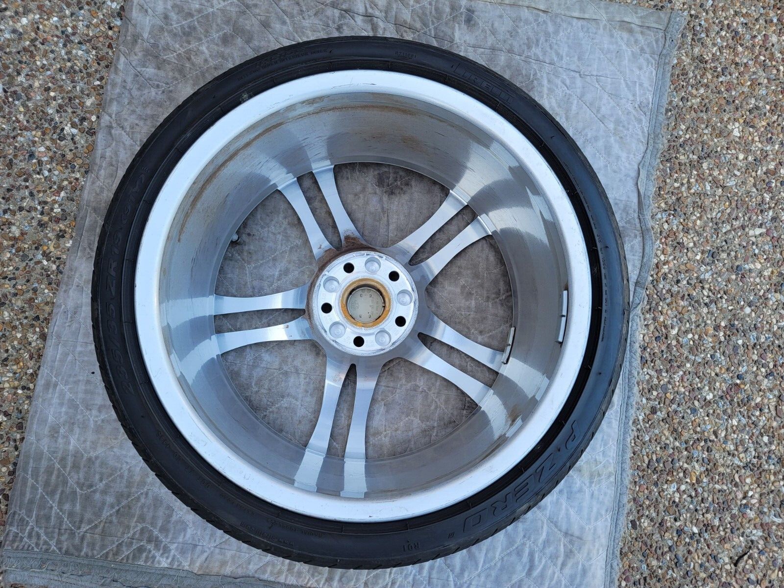 AUDI R8 OEM GENUINE 5 SPLIT SPOKE 19" POLISHED SILVER WHEEL TIRE TPMS & CAPS SET