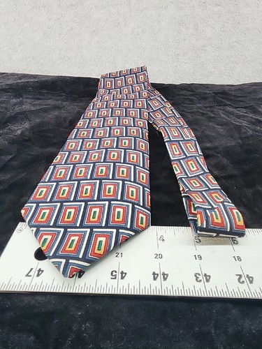 Mario Ferrari Herren 100 % Seide Krawatte rot blau und schwarz Made in USA
