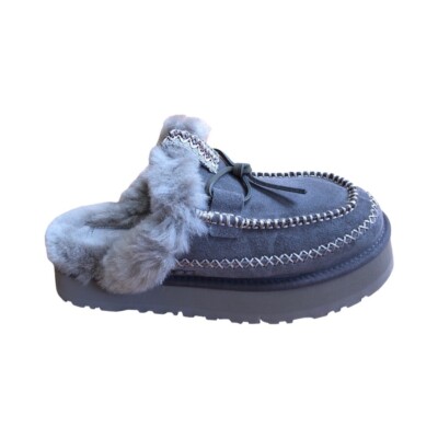 UGG Women's Disquette Alpine Thunder Cloud Suede Slippers Platform Shoes 1158260