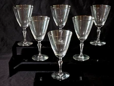 Vintage FOSTORIA 7" Water Wine Goblet ENGAGEMENT With Platinum Rim - Set Of 6