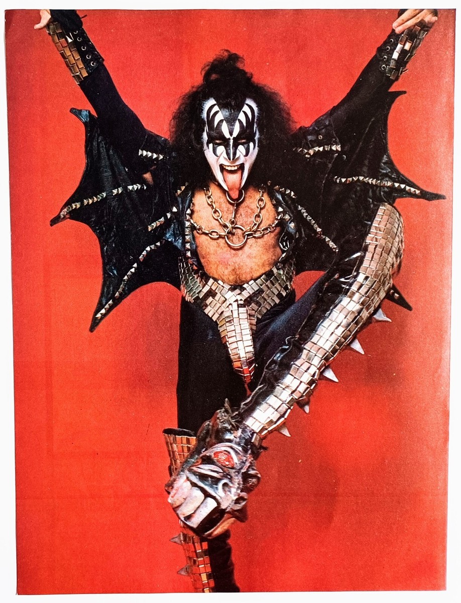 KISS~GENE SIMMONS~ORIG RETRO 1978 POSTER~VTG FULL PAGE MAGAZINE
