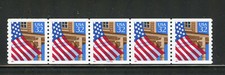 US 2913, 1995 32c BANDERA SOBRE PORCHE, PNC5 #44444, GOMA LO BRILLANTE, MNH (US484)