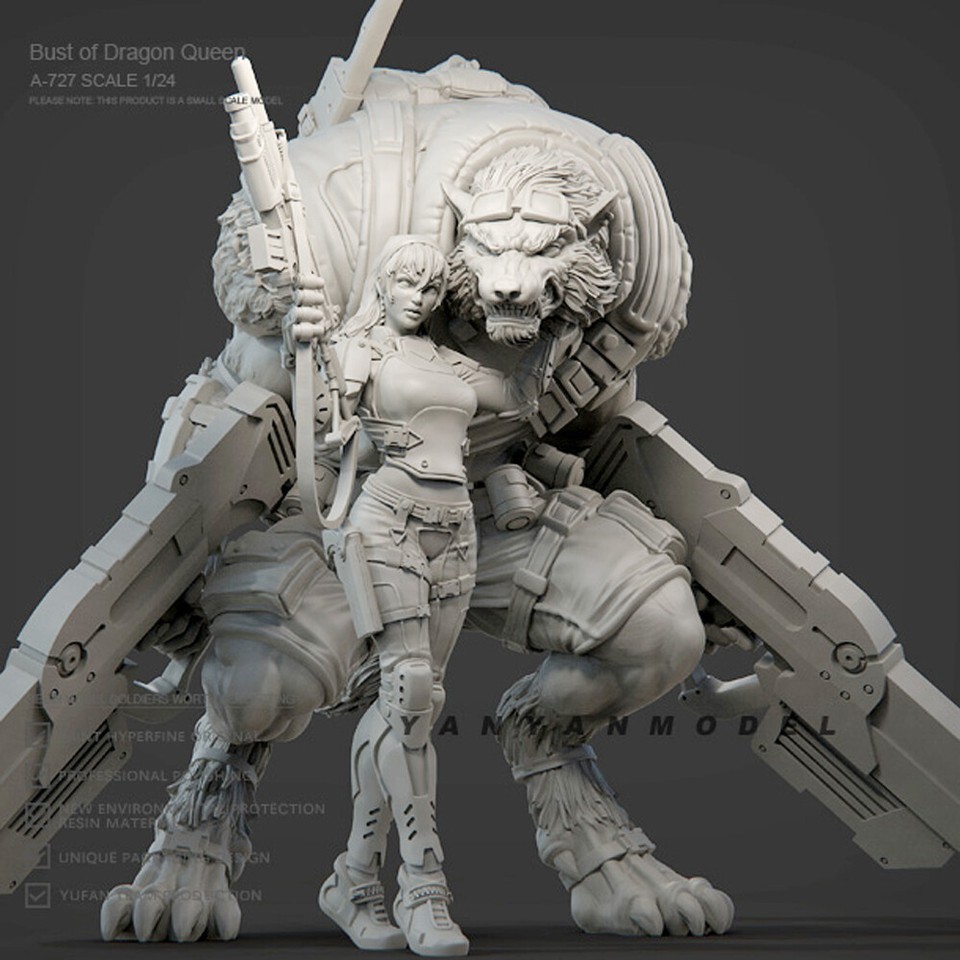 1-24-resin-figures-model-wolf-fighting-girl-unassembled-unpainted-ebay