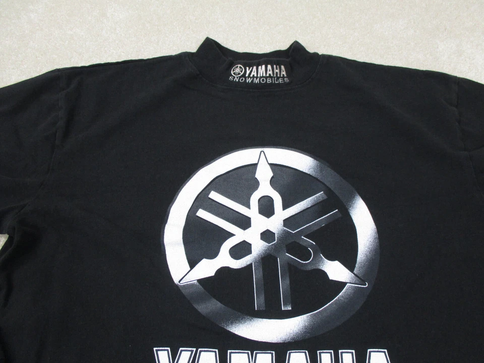 VINTAGE Yamaha Shirt Mens Extra Large Black Long Sleeve Snowmobiles Adult USA - Image 3 of 4