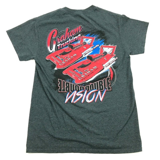 Jeff Bernard Boat Racing Tee Mens Grey Shirt Size Small S DOUBLE VISION
