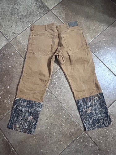 True Timber Heavy Canvas Bush Briar Pants Mens 40x27 Hunting Camo Tan Jeans USA - Picture 4 of 10