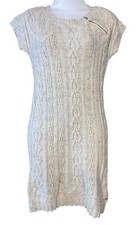Tommy Hilfiger Zela Cap Sleeve Cable Knit Sweater Dress Oatmeal Donegal Size M