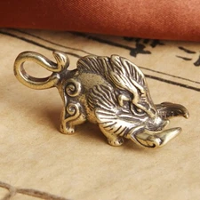 Brass Wild Boar Figurine Small Pig Statue Animal Figurines Toys Table Decoration