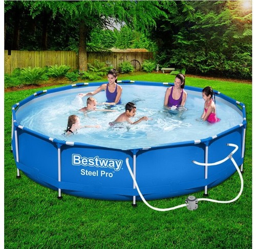 12FT New Metal Frame Portable Swimming Pool Above Ground Backyard & Filter Pump - Picture 2 of 6